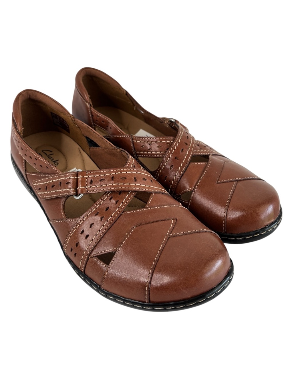 Clarks Ashland Spin Q Slip-On Loafer Mary Jane Womens Comfort Shoe Size 10 Brown